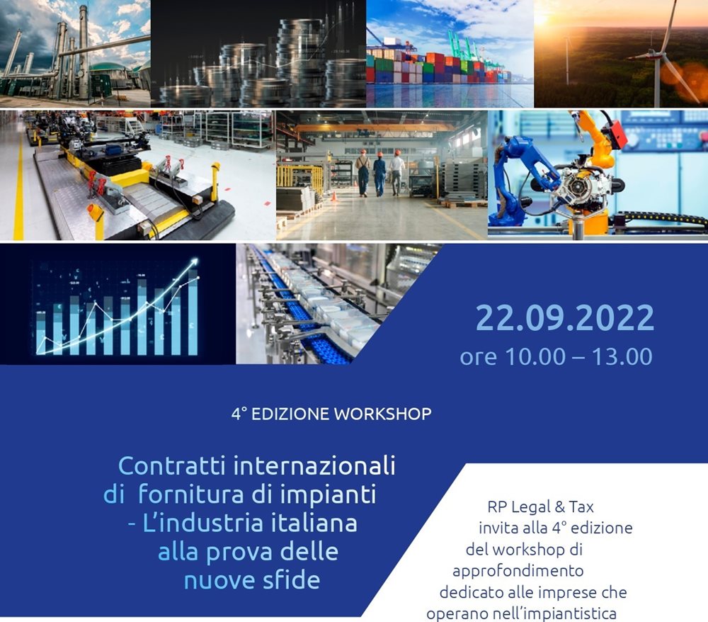 Evento 22 settembre : Contratti internazionali di fornitura di impianti